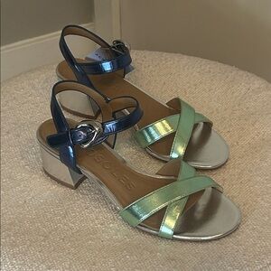 AEROSOLES Women's Strappy Heels - Blue, Green, and Silver